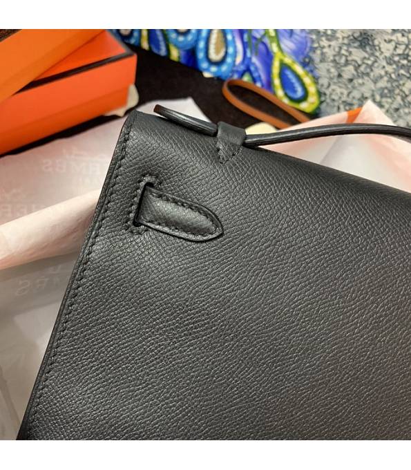 Hermes Kelly Pochette 22cm Bag Black Original Epsom Palm Leather Golden Metal