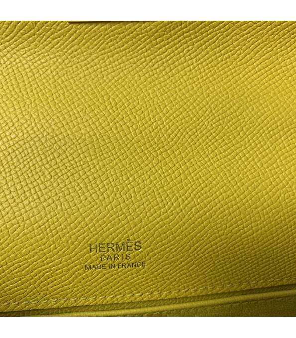 Hermes Kelly Pochette 22cm Bag Amber Yellow Original Epsom Palm Leather Golden Metal