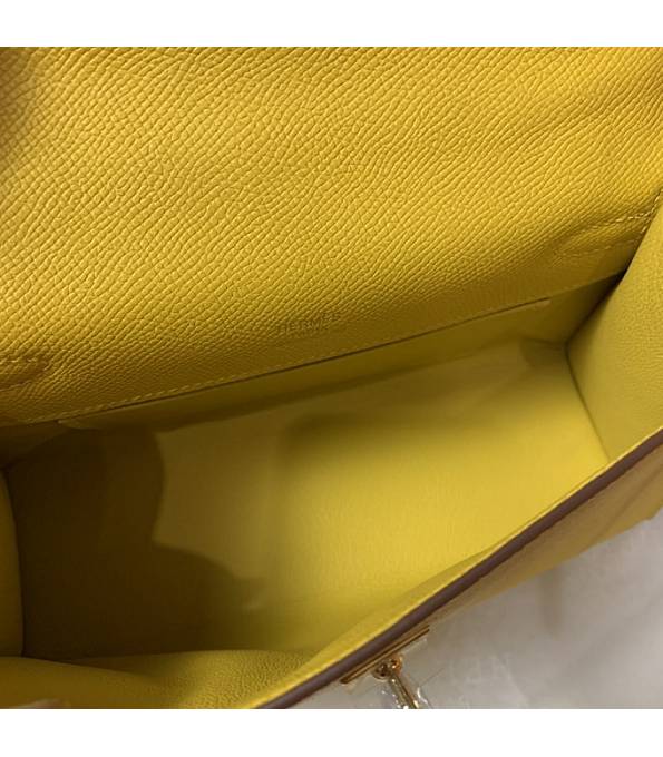 Hermes Kelly Pochette 22cm Bag Amber Yellow Original Epsom Palm Leather Golden Metal