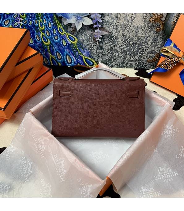Hermes Kelly Pochette 22cm Bag Jujube Original Epsom Palm Leather Golden Metal
