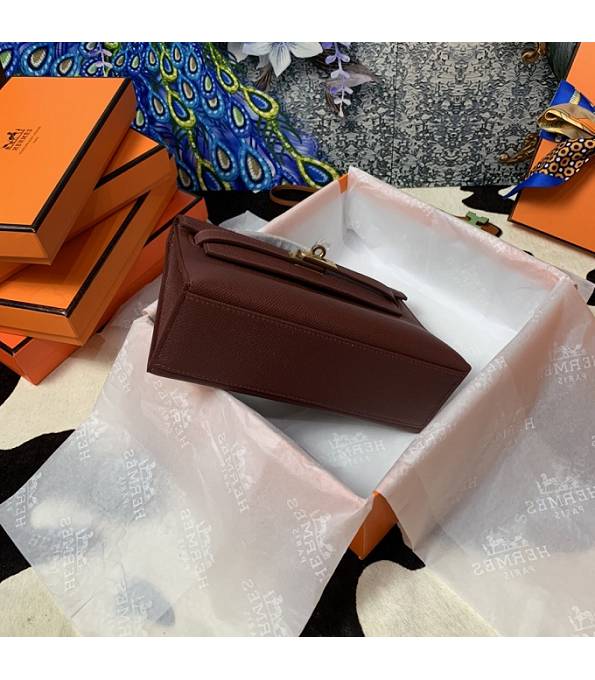 Hermes Kelly Pochette 22cm Bag Jujube Original Epsom Palm Leather Golden Metal
