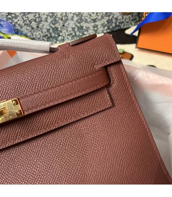 Hermes Kelly Pochette 22cm Bag Jujube Original Epsom Palm Leather Golden Metal