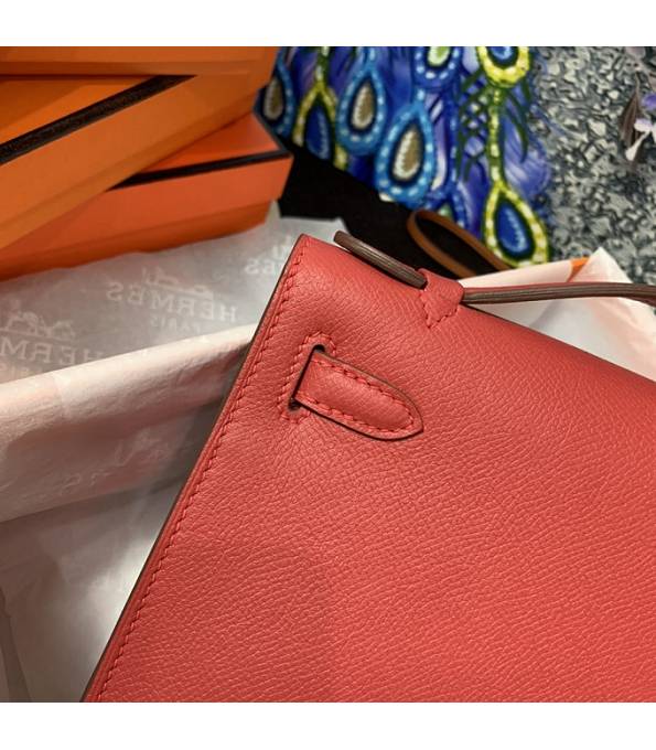Hermes Kelly Pochette 22cm Bag Red Original Epsom Palm Leather Golden Metal