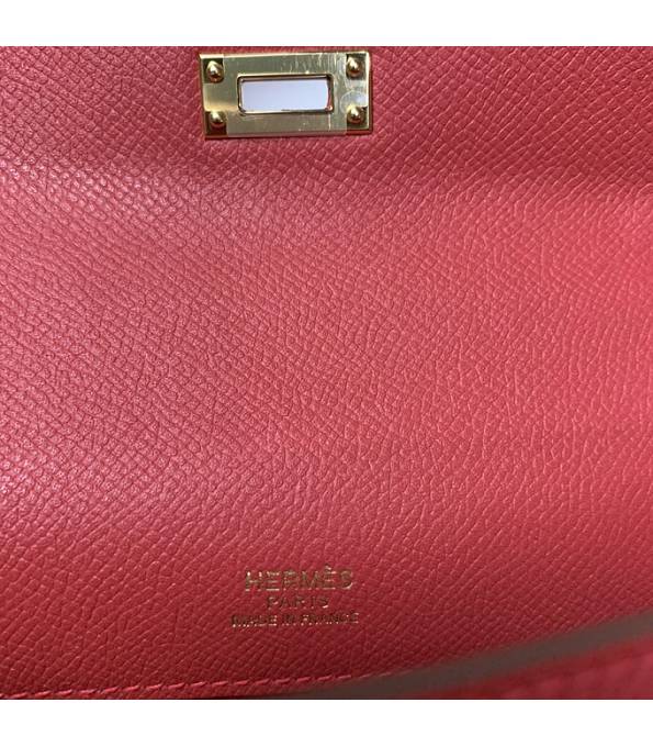 Hermes Kelly Pochette 22cm Bag Red Original Epsom Palm Leather Golden Metal