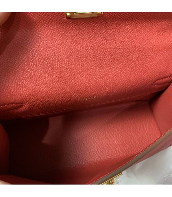 Hermes Kelly Pochette 22cm Bag Red Original Epsom Palm Leather Golden Metal