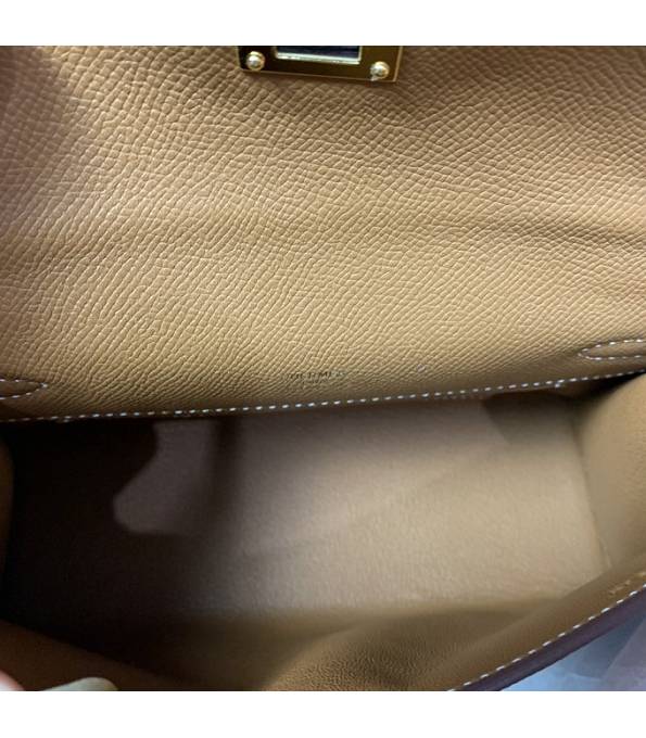 Hermes Kelly Pochette 22cm Bag Brown Original Epsom Palm Leather Golden Metal
