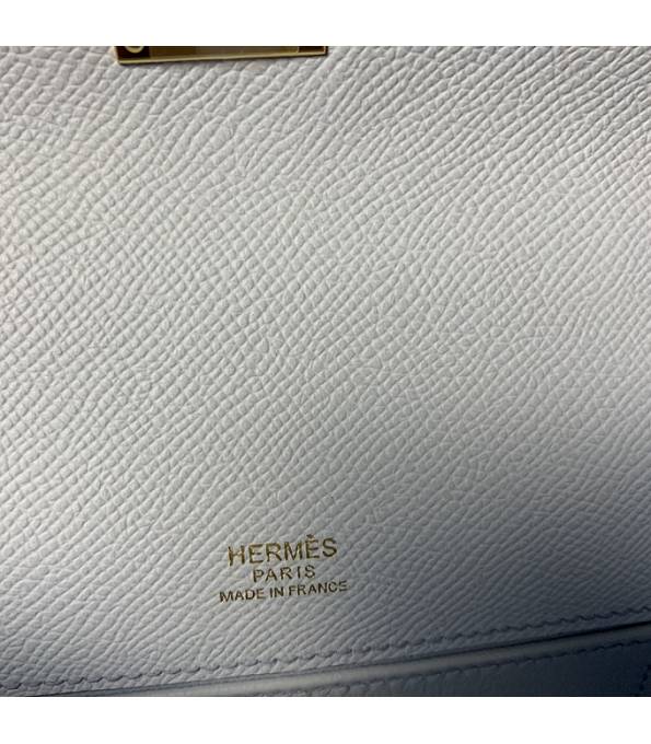 Hermes Kelly Pochette 22cm Bag Light Blue Original Epsom Palm Leather Golden Metal