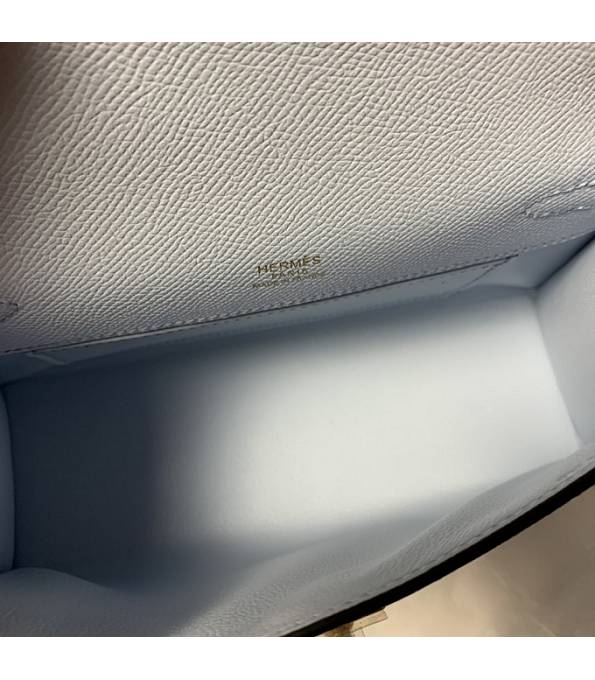 Hermes Kelly Pochette 22cm Bag Light Blue Original Epsom Palm Leather Golden Metal