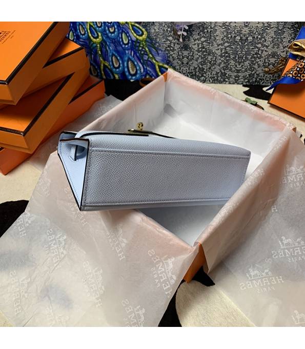 Hermes Kelly Pochette 22cm Bag Light Blue Original Epsom Palm Leather Golden Metal