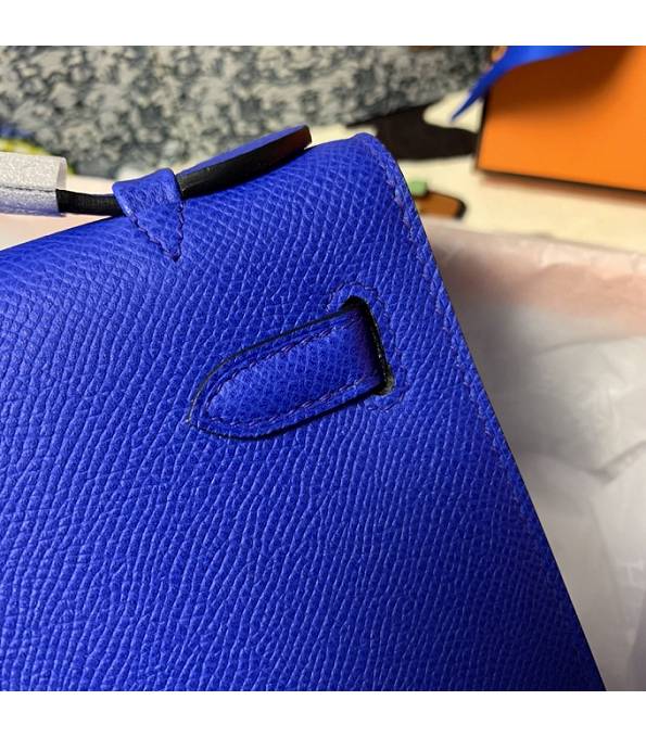 Hermes Kelly Pochette 22cm Bag Electric Blue Original Epsom Palm Leather Golden Metal
