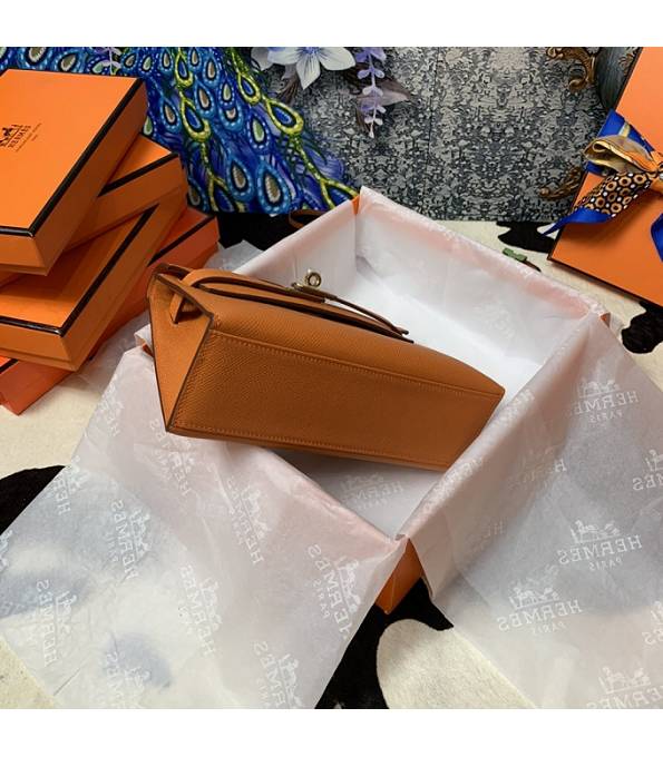 Hermes Kelly Pochette 22cm Bag Orange Original Epsom Palm Leather Golden Metal