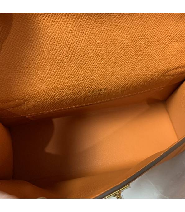 Hermes Kelly Pochette 22cm Bag Orange Original Epsom Palm Leather Golden Metal