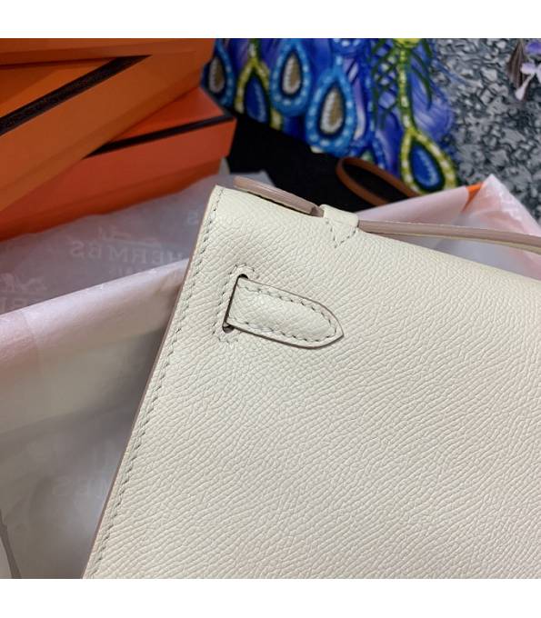 Hermes Kelly Pochette 22cm Bag Milkshake White Original Epsom Palm Leather Golden Metal