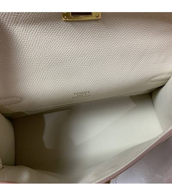 Hermes Kelly Pochette 22cm Bag Milkshake White Original Epsom Palm Leather Golden Metal