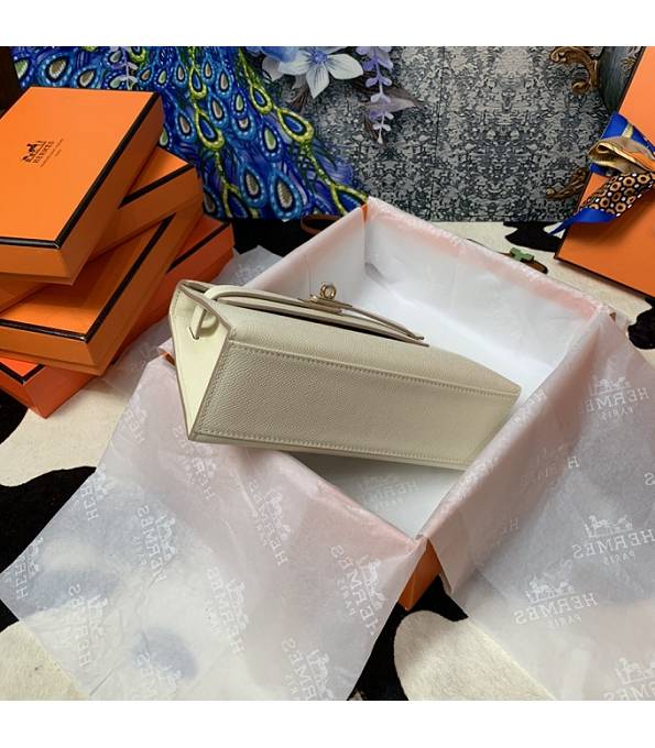 Hermes Kelly Pochette 22cm Bag Milkshake White Original Epsom Palm Leather Golden Metal