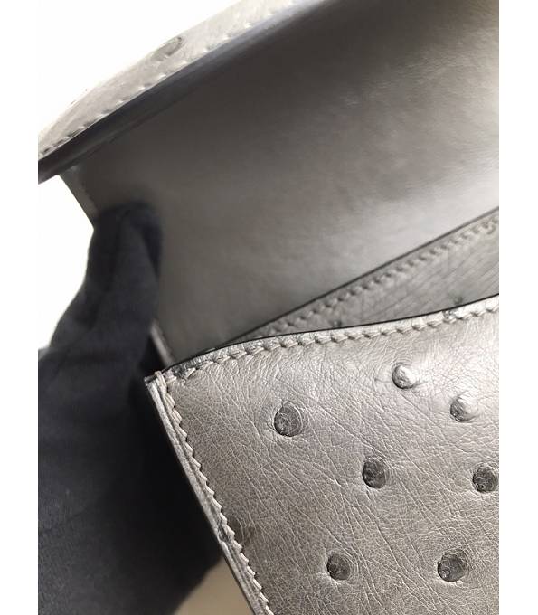 Hermes Constance 18cm Mini Bag Etain Grey Real Ostrich Leather Silver Metal