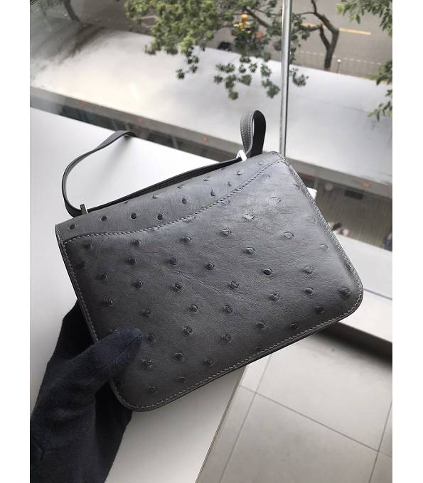 Hermes Constance 18cm Mini Bag Etain Grey Real Ostrich Leather Silver Metal
