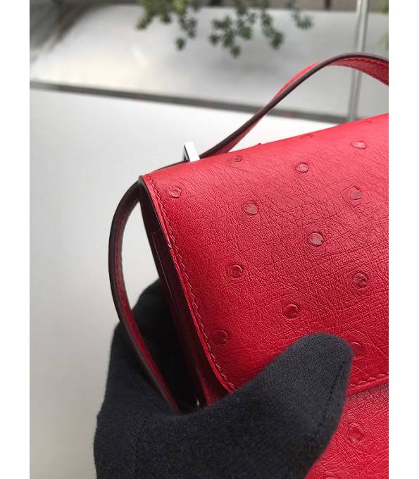 Hermes Constance 18cm Mini Bag Red Real Ostrich Leather Silver Metal