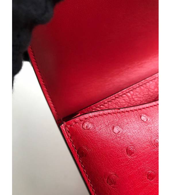Hermes Constance 18cm Mini Bag Red Real Ostrich Leather Silver Metal