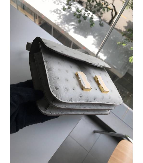 Hermes Constance 18cm Mini Bag Milkshake White Real Ostrich Leather Golden Metal