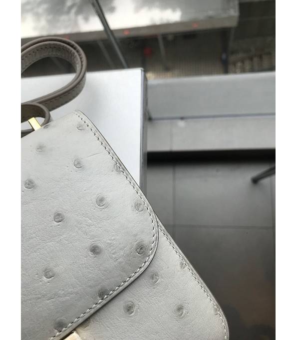 Hermes Constance 18cm Mini Bag Milkshake White Real Ostrich Leather Golden Metal