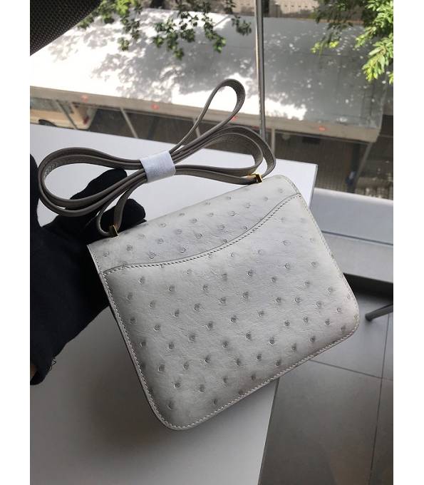 Hermes Constance 18cm Mini Bag Milkshake White Real Ostrich Leather Golden Metal