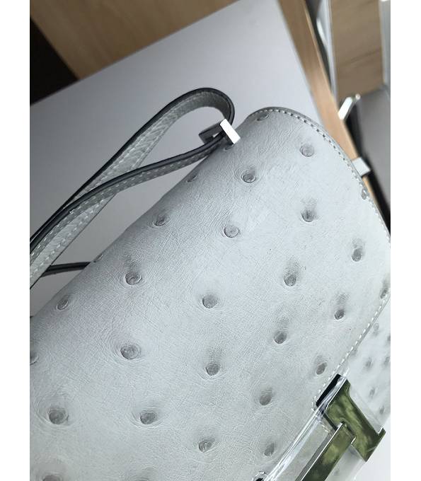 Hermes Constance 18cm Mini Bag Pearl Grey Real Ostrich Leather Silver Metal