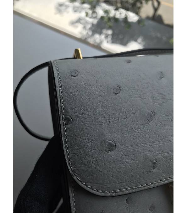 Hermes Constance 18cm Mini Bag Tourterelle Grey Real Ostrich Leather Golden Metal