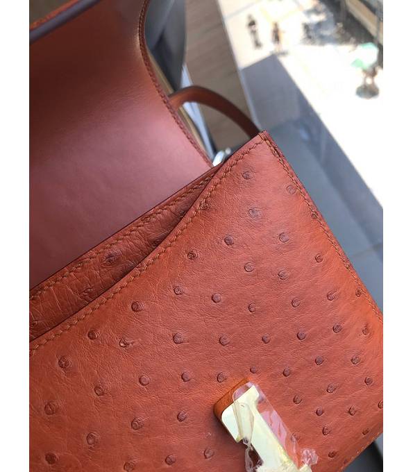 Hermes Constance 18cm Mini Bag Golden Brown Real Ostrich Leather Golden Metal