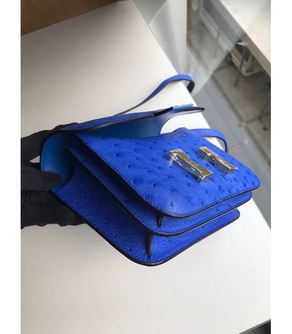 Hermes Constance 18cm Mini Bag Hydra Blue Real Ostrich Leather Golden Metal