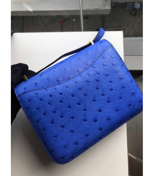 Hermes Constance 18cm Mini Bag Hydra Blue Real Ostrich Leather Golden Metal