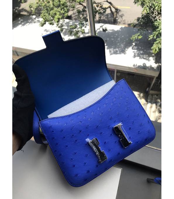 Hermes Constance 18cm Mini Bag Hydra Blue Real Ostrich Leather Golden Metal