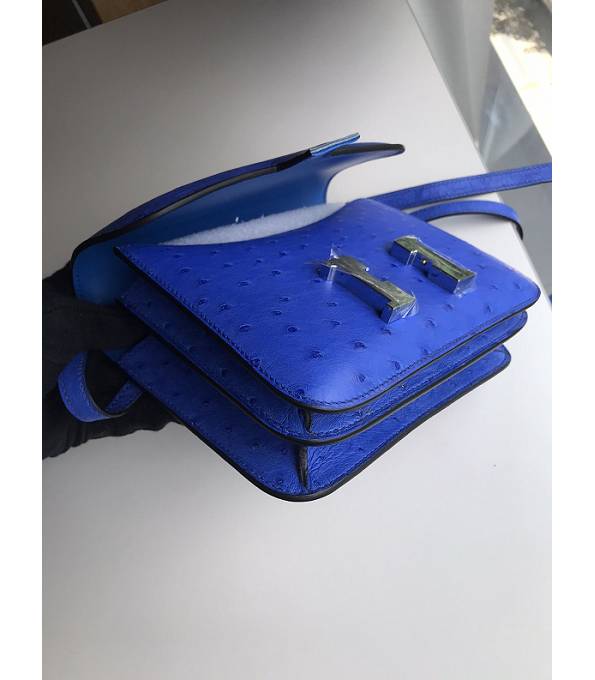 Hermes Constance 18cm Mini Bag Hydra Blue Real Ostrich Leather Golden Metal