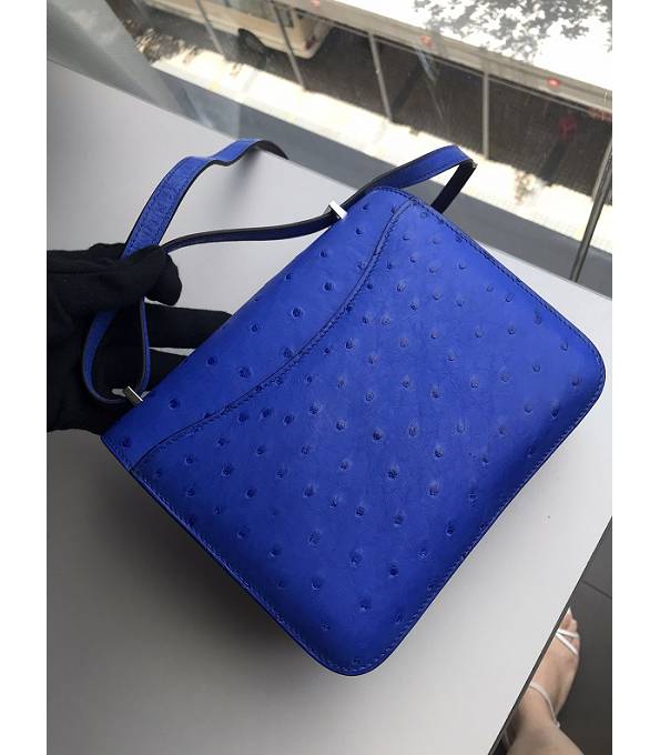 Hermes Constance 18cm Mini Bag Hydra Blue Real Ostrich Leather Golden Metal