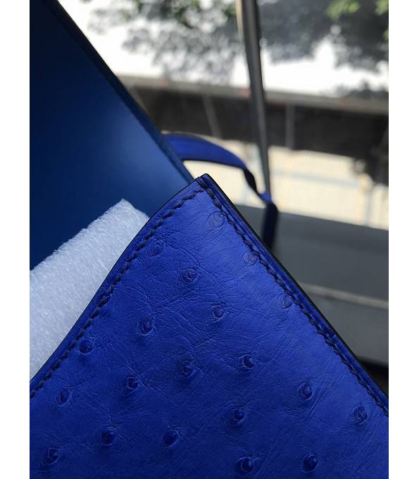Hermes Constance 18cm Mini Bag Hydra Blue Real Ostrich Leather Golden Metal
