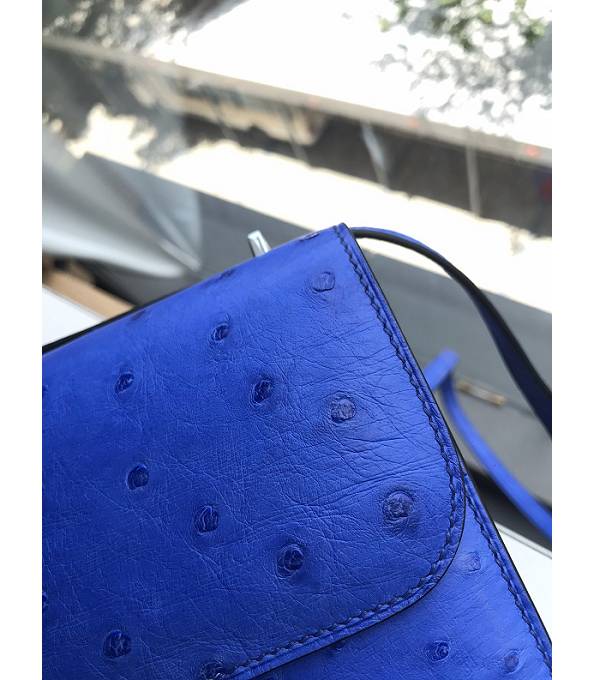 Hermes Constance 18cm Mini Bag Hydra Blue Real Ostrich Leather Golden Metal
