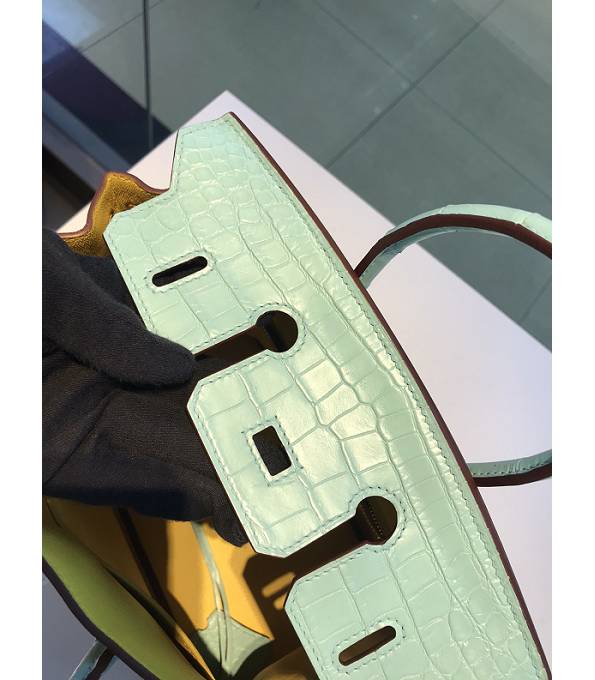 Hermes Birkin 25cm Bag Lemon Yellow Original Togo With Real Croc Leather Golden Metal