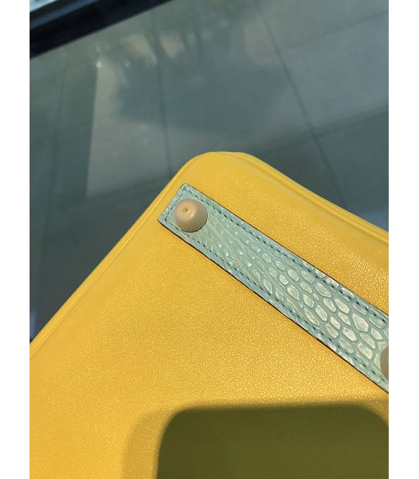 Hermes Birkin 25cm Bag Lemon Yellow Original Togo With Real Croc Leather Golden Metal