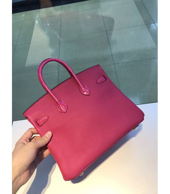 Hermes Birkin 25cm Bag Peach Original Togo With Real Croc Leather Golden Metal