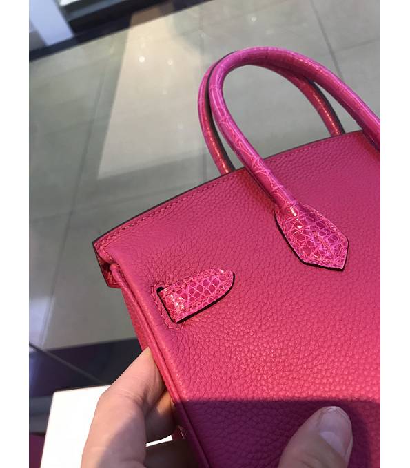 Hermes Birkin 25cm Bag Peach Original Togo With Real Croc Leather Golden Metal