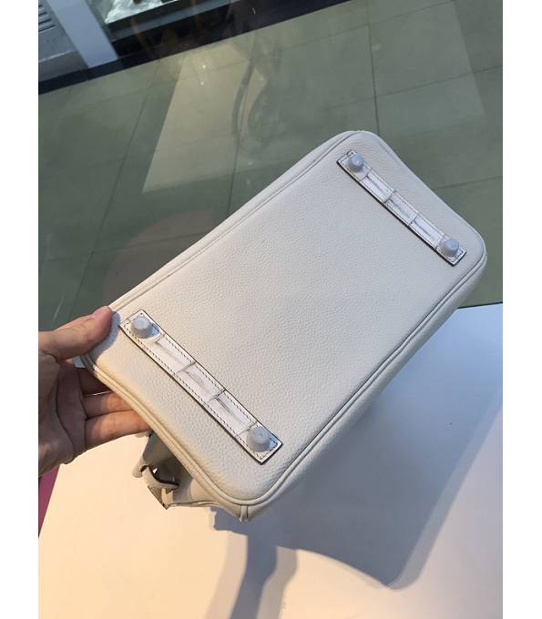 Hermes Birkin 30cm Bag White Original Togo With Real Croc Leather Silver Metal