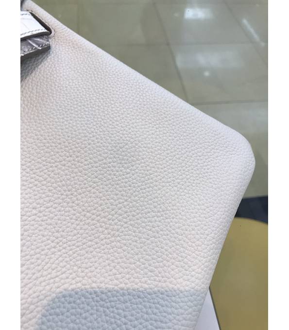 Hermes Birkin 30cm Bag White Original Togo With Real Croc Leather Silver Metal