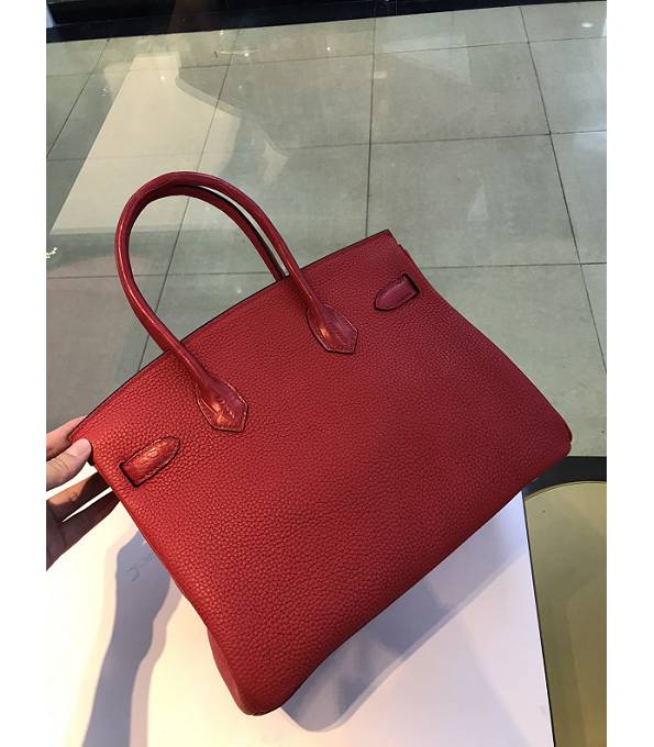 Hermes Birkin 30cm Bag Red Original Togo With Real Croc Leather Golden Metal
