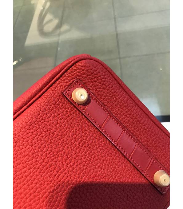 Hermes Birkin 30cm Bag Red Original Togo With Real Croc Leather Golden Metal