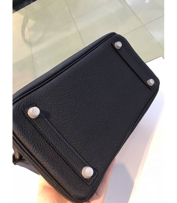 Hermes Birkin 30cm Bag Black Original Togo With Dark Green Croc Leather Silver Metal