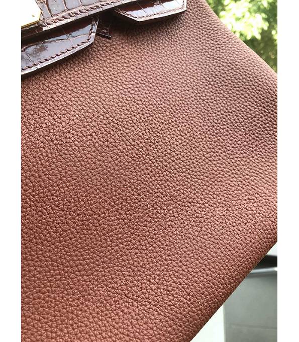 Hermes Birkin 30cm Bag Wine Red Original Togo With Real Croc Leather Golden Metal