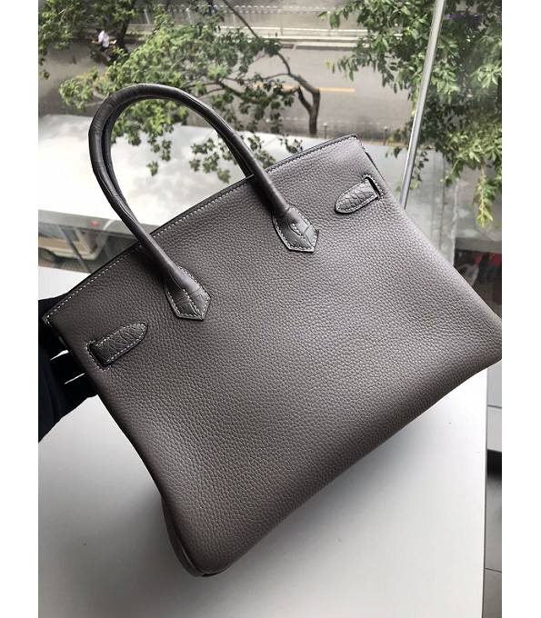 Hermes Birkin 30cm Bag Grey Original Togo With Real Croc Leather Golden Metal
