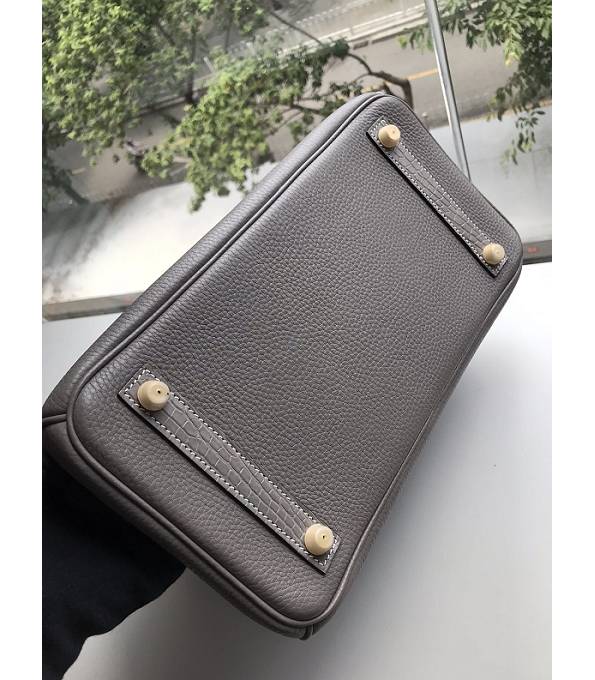 Hermes Birkin 30cm Bag Grey Original Togo With Real Croc Leather Golden Metal