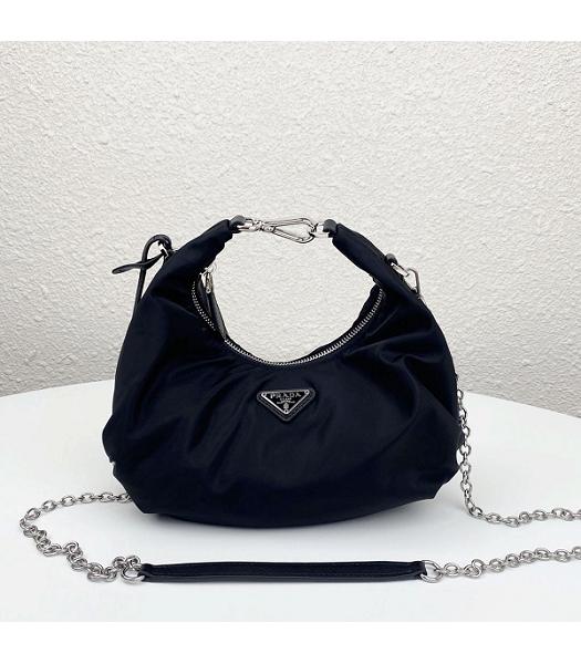 Prada Black Nylon With Original Leather Cloud Hobo Bag