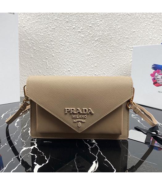 Prada Apricot Saffiano Cross Veins Leather Mini Shoulder Bag